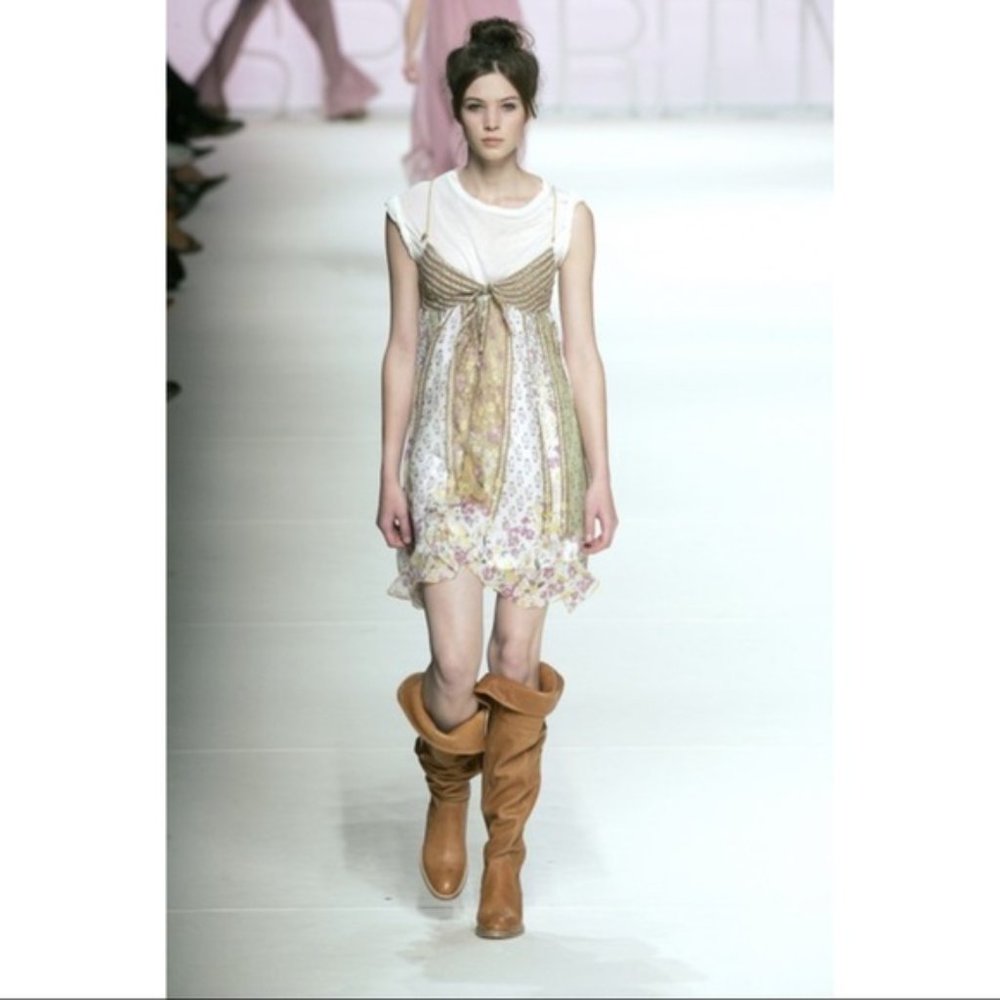 sportmax ruffle defile floral sheer button tunic